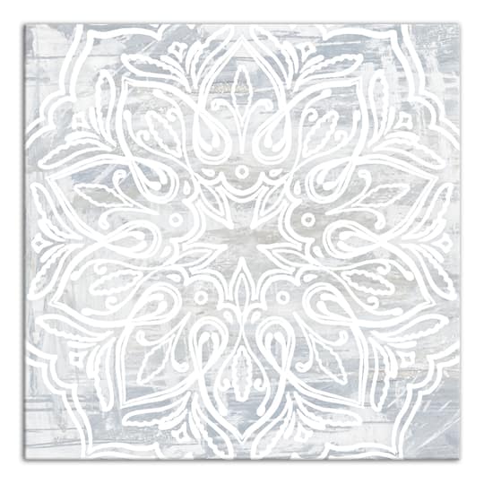 White Textured Medallion III 16" x 16" Canvas Wall Art